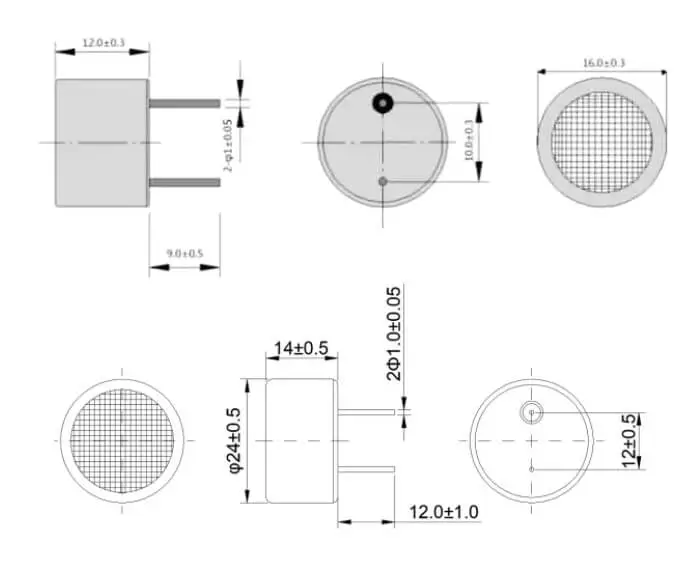 25khz transducer drawing