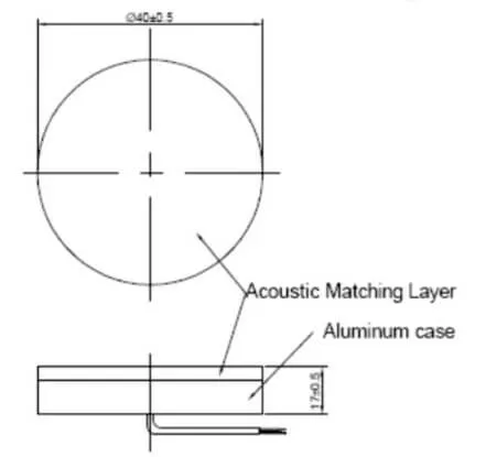 40mm 100khz ultrasonic transducer drawing
